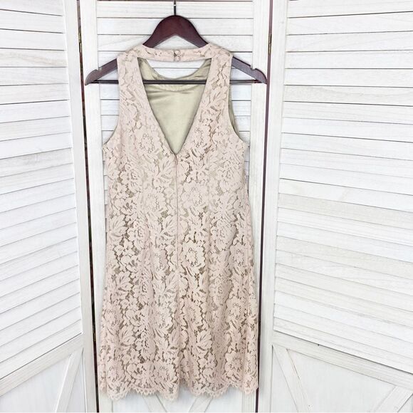 Vince Camuto Floral Lace Open Back Halter Shift Party Dress Blush Pink 4 - Picture 9 of 14